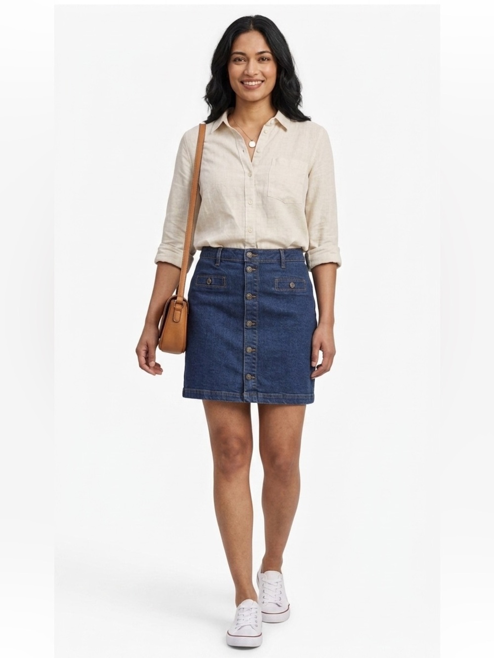D/C Jeans Curvy/Galbee Classic Button-Front Denim Skirt in Dark Blue Sz 20